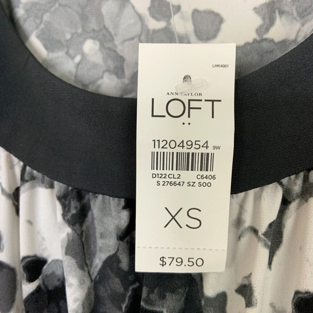 NEW Loft Gray Floral Y2K Dress Women’s Size XS - Picture 3 of 8